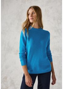 Cecil Damen Strickpullover, blau, casual, Gr. XL, unifarben, Strick, Obermaterial: 37% Baumwolle, 34% Polyacryl, 26% Polyester, 3% Elasthan,