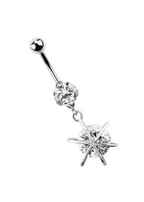 Adelia´s ADELIA ́S Damen Bauchnabelpiercing "Piercing Bauchnabelpiercing", silber, Chirurgiestahl, Piercings, mit 8 mm gefasstem Cubic Zirkonia und Anhänger