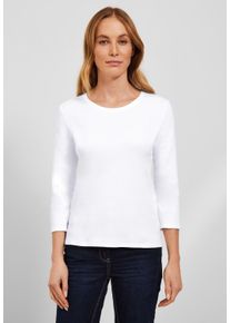 Cecil Damen 3/4-Arm-Shirt, weiß, casual, Gr. XXL, unifarben, Web, 100% Baumwolle, Shirts, aus reiner Baumwolle