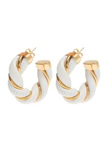 FILIPPA FIRENZE Damen Paar Ohrstecker "The Catch", Edelstahl-Leder, gold, Edelstahl, Leder, Ohrringe, mit tollem Leder-Element