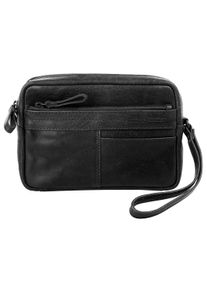 SPIKES & SPARROW Damen Handgelenktasche, SPIKES & SPARROW, schwarz, Leder, unifarben, Taschen, echt Leder