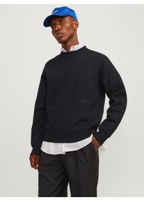 Jack & Jones JACK & JONES Herren Rundhalspullover "JORVESTERBRO KNIT CREW NECK SN", schwarz, modisch, Gr. XS, unifarben, Strick, Obermaterial: 57% Polyester, 30%