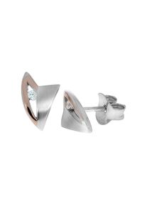 ZEEme Damen Paar Ohrstecker "Silber 925 zweifarbig mit Zirkonia weiß", ONE-SIZE, Silber 925 (Sterlingsilber), bunt, Silber 925 (Sterlingsilber),