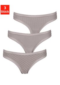 Lascana Damen String, Gr. 32, grau, Jersey, Obermaterial: 95% Baumwolle, 5% Elasthan. Spitze: 90% Polyamid, 10% Elasthan, bedruckt, unifarben,