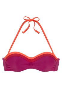 s.Oliver Damen Bügel-Bandeau-Bikini-Top "Yella", bunt, Gr. 38, kontrastfarbene Details, unifarben, Recycling-Polyamid, Bikini-Oberteile, mit