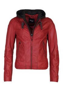 Maze Damen Lederjacke "42021133", rot, Gr. M, Obermaterial: 100% Lammleder / Innenfutter: 100% Polyester / Kapuze: 55% Baumwolle, 45% Polyester,