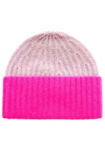 Zwillingsherz Damen Strickmütze, grau, klassisch, unifarben mit Farbeinsatz, Strick, Kaschmir, Mützen, mit modischem Umschlagdesign