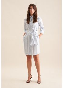 Seidensticker Damen Sommerkleid "Schwarze Rose", blau, Gr. 42, gestreift, 76% Baumwolle 22% Polyamid 2% Elastan, Kleider, 3/4-Arm Kragen Streifen