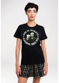 logoshirt Damen T-Shirt "Muppets - Waldorf & Statler - Sons Of Ironists", schwarz, casual, Gr. XXL, bedruckt, 100% Baumwolle, Shirts, mit