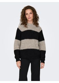 Jacqueline de Yong JDY Damen Stehkragenpullover "JDYZOEY LIFE L/S HN RAGLAN PUL KNT NOOS", grau, modisch, Gr. XS, gestreift, Strick, Obermaterial: 80% Polyester, 11%
