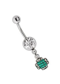 Adelia´s ADELIA ́S Damen Bauchnabelpiercing "Piercing Bauchnabelpiercing", grün, Chirurgiestahl, Piercings, Banane mit 8 mm Zirkoniakugel in klar