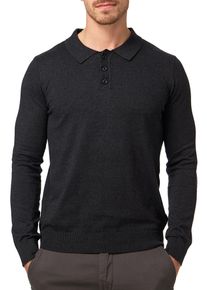 INDICODE Herren Polokragenpullover "INBarner", grau, modisch, Gr. L, unifarben, Strick, Obermaterial: 80% Baumwolle, 20% Polyester, Pullover