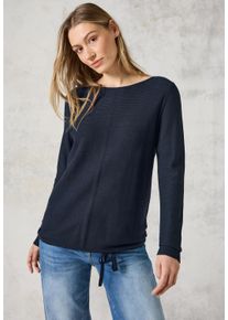 Cecil Damen Strickpullover, blau, casual, Gr. M, unifarben, Web, 60% Baumwolle, 40% Viskose, Pullover, mit Strick-Detail