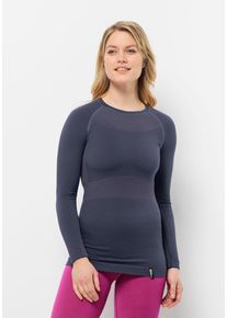 Jack Wolfskin Damen Langarmshirt "SEAMLESS WOOL L/S W", grau, Gr. M, 55% WOLLE (MERINO), 43% POLYAMID, 2% ELASTHAN, Shirts