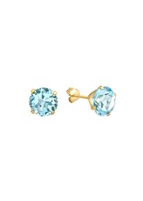 Diamonds by Ellen K. Damen Paar Ohrstecker "Gold 585 Blautopas (beh.) 7mm", ONE-SIZE, Gold, gelb, FASCINATION BY ELLEN K., Gold, Ohrringe