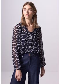 Damen Chiffonbluse, blau, casual, Gr. 36, STREET ONE STUDIO, animal-print, Stoff, 100% Polyester, Blusen, im angesagten Streifen-Design
