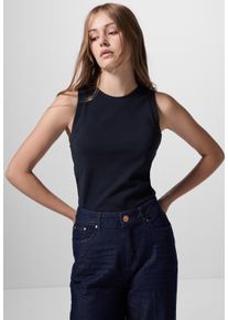 Damen T-Shirt, blau, casual, Gr. 42, STREET ONE STUDIO, unifarben, Web, 97% Baumwolle, 3% Elasthan, Shirts, aus elastischem Materialmix