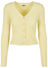 Urban Classics Damen Strickjacke "Urban Classics Damen Ladies Short Rib Knit Cardigan", gelb, Gr. 5XL, unifarben, 35% Polyacryl, 35% Viskose, 30%