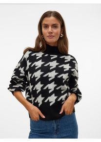 Véro Moda VERO MODA Damen Stehkragenpullover "VMMIRA LS HIGHNECK PULLOVER BOO", schwarz, modisch, Gr. L, gemustert, Strick, Obermaterial: 100% Polyacryl,