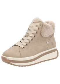 Damen Winterboots, Rieker EVOLUTION, Gr. 43, beige, Nubukleder, Textil, casual, Schuhe, Keilsneaker, Plateauboots mit Fellimitatkragen