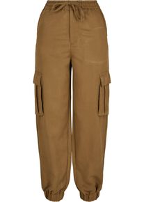 Urban Classics Damen Cargohose "Urban Classics Damen Ladies Viscose Twill Cargo Pants", grün, Gr. S, unifarben, 69% Viskose, 31% Polyester, Hosen