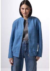 Damen Blouson, blau, casual, Gr. 38, STREET ONE STUDIO, unifarben, Stoff, 90% Polyester, 10% Viskose, Jacken, mit Stehkragen