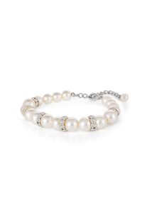 Steuer Damen Armband "Glasperlenarmband weiß mit Strasszierde", 24, Metall, weiß, Metall, Armbänder