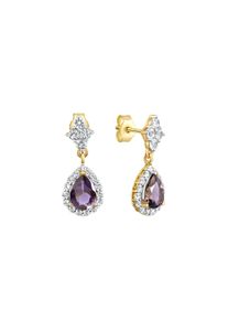 Diamonds by Ellen K. Damen Paar Ohrhänger "Gold 585 mit echtem Iolith + Weißtopas", ONE-SIZE, 0,85 ct, Gold, gelb, FASCINATION BY ELLEN K., Gold, Ohrringe