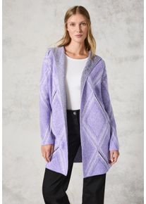 Cecil Damen Cardigan, lila, casual, Gr. M, bedruckt, Stoff, 42% Polyacryl, 31% Polyester, 27% Baumwolle, Strickjacken, mit grafischem Muster