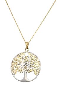 Firetti Damen Kette mit Anhänger "Schmuck Geschenk Silber 925 Halsschmuck Halskette Ankerkette Baum", Silber 925 (Sterlingsilber), L: 45cm, gold,
