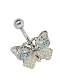 Adelia´s ADELIA ́S Damen Bauchnabelpiercing "Piercing Bauchnabelpiercing", blau, Titan, Piercings, Mit vielen Steinen in 3 verschiedenen Farben verziert