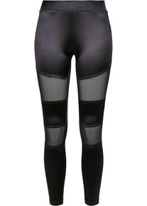 Urban Classics Damen Leggings "Urban Classics Damen Ladies Shiny Tech Mesh Leggings", schwarz, Gr. S, unifarben, 95% Polyester, 5% Elasthan, Hosen