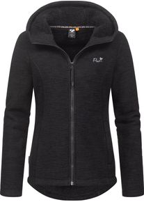 Ragwear Damen Kapuzenstrickjacke "Lyshka Melange", schwarz, sportlich, Gr. L, Grobstrick, Obermaterial: 56% Baumwolle, 44% Polyester; Innenfutter: