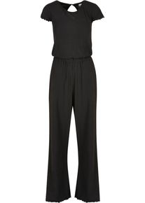 Urban Classics Damen Jumpsuit "Urban Classics Damen Ladies Rib Wid Leg Jumpsuit", schwarz, Gr. XS, unifarben, 95% Polyester, 5% Elasthan, Overalls
