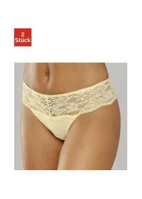 String Nuance Gr. 40/42, gelb (2xgelb) Damen Unterhosen Dessous mit breitem Spitzenband