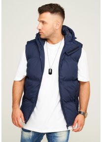behype Herren Steppweste "MGLROLLIN", blau, casual, Gr. L, 100% Polyester, Westen, mit Kapuze