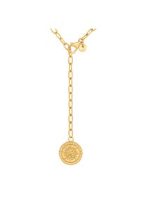 CAI CAÏ Damen Collierkettchen "925 Silber Kette Y-Kette vergoldet Münze Sonne Karma", 50cm, Silber 925 (Sterlingsilber), L: 50cm B: 13.0mm, gelb, Silber