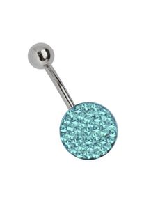 Adelia´s ADELIA ́S Damen Bauchnabelpiercing "Piercing Bauchnabelpiercing", blau, Chirurgiestahl, Piercings, 11 mm Multi-Strass-Platte