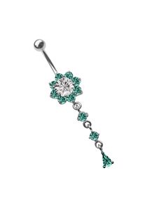 Adelia´s ADELIA ́S Damen Bauchnabelpiercing "Piercing Bauchnabelpiercing", grün, Titan, Piercings, Blume mit Hänger und Steinen