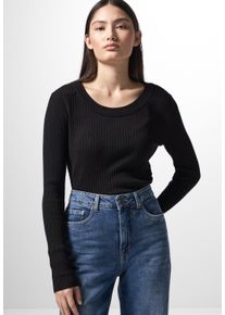 Damen Sweatshirt, schwarz, casual, Gr. 44, STREET ONE STUDIO, unifarben, Sweatware, 52% Viskose, 28% Polyester, 20% Polyamid, Sweatshirts, aus softem