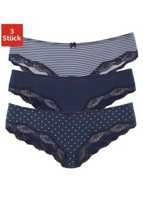 Lascana Damen Slip, Gr. 32, blau, Obermaterial: 95% Baumwolle, 5% Elasthan. Spitze: 87% Polyamid, 13% Elasthan, gepunktet, unifarben, gestreift,