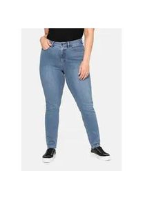 Stretch-Jeans sheego "Große Größen" Gr. 52, Normalgrößen, blau (blau denim) Damen Jeans Super elastisches Power-Stretch-Material