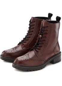 Schnürboots Lascana Gr. 36, rot (bordeaux) Damen Schuhe Schnürstiefelette, Ankle Boots, Leder, Schnüren & Reißverschluss