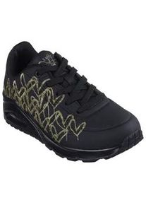 Sneaker Skechers "UNO-GOLDEN HEART" Gr. 35, goldfarben (schwarz, goldfarben) Damen Schuhe Freizeitschuh, Schnürschuh mit goldfarbenen Mylar-Stickereien