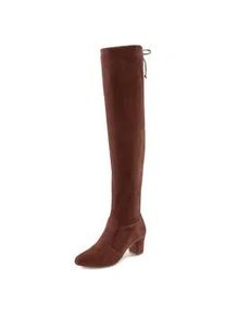 Overkneestiefel Lascana Gr. 38, Varioschaft, braun (dunkelbraun) Damen Schuhe Slouchy Boots,Langschaft Stiefel,Schlupf-Boot, weiches Stretchmaterial