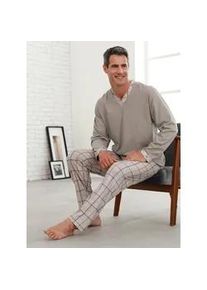 Götting Schlafanzug GÖTTING Gr. 48, grau (taupe-kariert) Herren Homewear-Sets