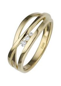 Diamantring Jobo Fingerringe Gr. 58, SI = kleine Einschlüsse, Gelbgold 585-Diamanten, gelb (gelbgold 585) Damen breit 585 Gold mit 3 Diamanten