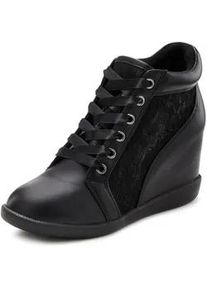 Sneaker Lascana Gr. 42, schwarz Damen Schuhe Ankleboots Sneaker high Freizeitschuh, Halbschuh mit innenliegendem Keilabsatz, Spitzendetails