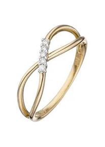 Diamantring Jobo Fingerringe Gr. 56, SI = kleine Einschlüsse, Gelbgold 585-Diamanten, gelb (gelbgold 585) Damen 585 Gold mit 5 Diamanten