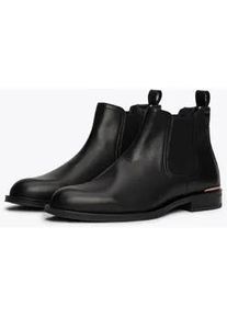 Chelseaboots Tommy Hilfiger "CORE RWB LTH CHELSEA" Gr. 44, schwarz Herren Schuhe Blockabsatz, Stiefelette, Businessschuh mit Streifen an der Ferse